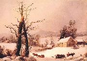 George Henry Durrie Winter Farmyard and Sleigh France oil painting artist